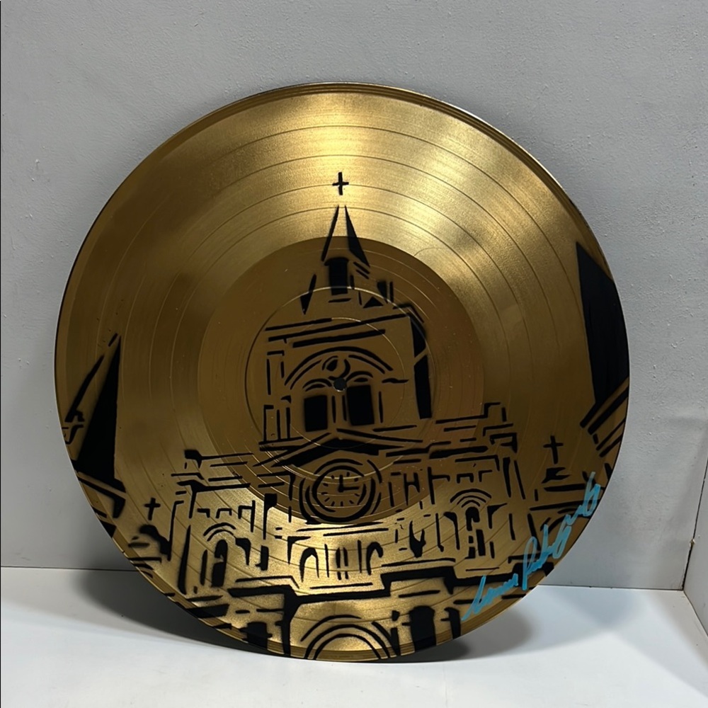 Gold Vinyl Record Art with Church Design by Jason Rodriguez